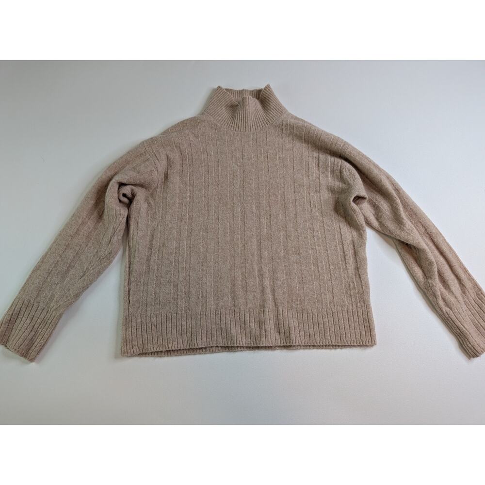 J Crew Size Medium Ribbed mockneck sweater in Supersoft yarn Womens Camel - Picture 2 of 12